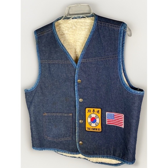 Vintage Carhartt Denim Sherpa Vest Mens Large Workwear Trucker Lined - Picture 15 of 15